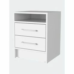 FM Furniture Philadelphia Nightstand, Two Drawers, Concealed Shelf Storage & Organization Black Wengue