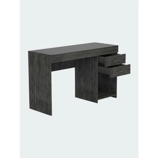 FM Furniture Austin Writing Computer Desk, Two Drawers, One Cabinet Coffee & Side Tables Smokey Oak 2 FM Furniture Austin Writing Computer Desk, Two Drawers, One Cabinet Coffee & Side Tables Smokey Oak - Image 2