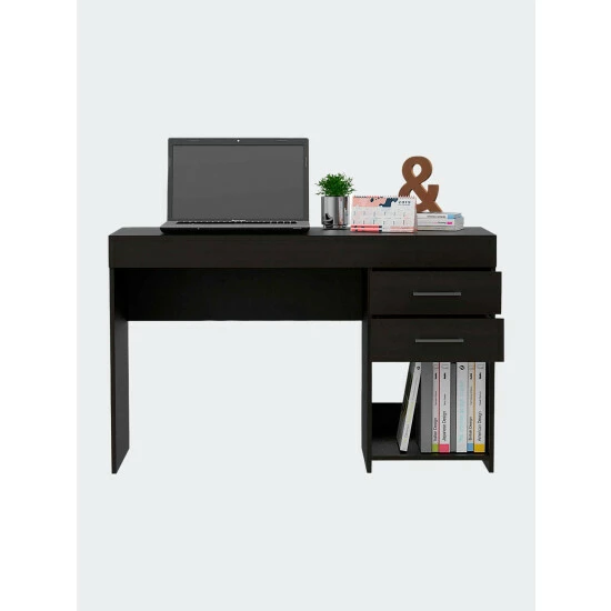 FM Furniture Austin Writing Computer Desk, Two Drawers, One Cabinet Coffee & Side Tables Smokey Oak 3 FM Furniture Austin Writing Computer Desk, Two Drawers, One Cabinet Coffee & Side Tables Smokey Oak - Image 3