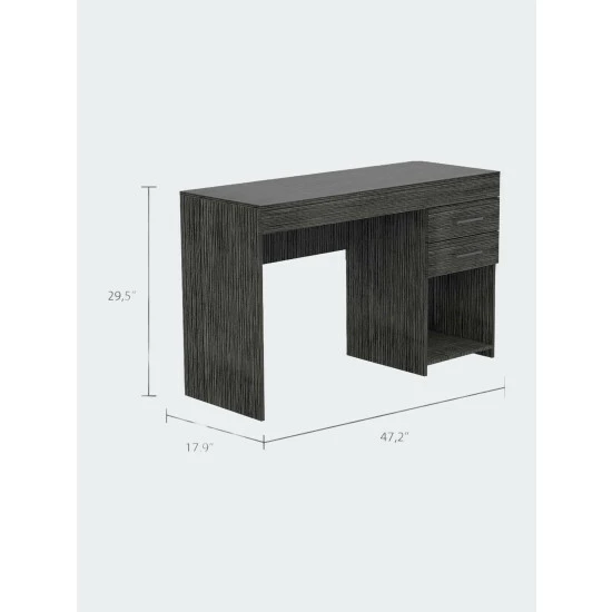 FM Furniture Austin Writing Computer Desk, Two Drawers, One Cabinet Coffee & Side Tables Smokey Oak 7 FM Furniture Austin Writing Computer Desk, Two Drawers, One Cabinet Coffee & Side Tables Smokey Oak - Image 7