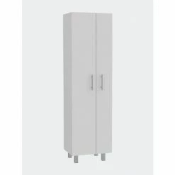 FM Furniture Norway Broom Closet Pantry, Five Shelves Storage & Organization White