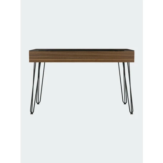 FM Furniture Kyoto 120 Writing Desk, Abstract Steel Legs, One Drawer Coffee & Side Tables Mahogany 2 FM Furniture Kyoto 120 Writing Desk, Abstract Steel Legs, One Drawer Coffee & Side Tables Mahogany - Image 2