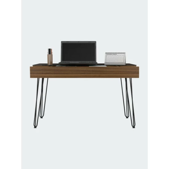 FM Furniture Kyoto 120 Writing Desk, Abstract Steel Legs, One Drawer Coffee & Side Tables Mahogany 3 FM Furniture Kyoto 120 Writing Desk, Abstract Steel Legs, One Drawer Coffee & Side Tables Mahogany - Image 3