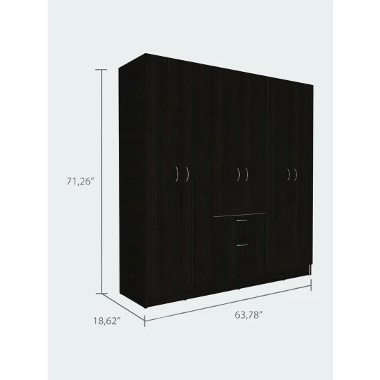 FM Furniture Guajira Six Door Armoire, Three Cabinets, Hidden Drawer Shoes Storage & Organization Black-white - Image 3