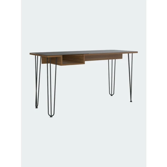 FM Furniture Kyoto 140 Writing Desk, Hairpin Legs, Open Shelf Coffee & Side Tables Mahogany 2 FM Furniture Kyoto 140 Writing Desk, Hairpin Legs, Open Shelf Coffee & Side Tables Mahogany - Image 2