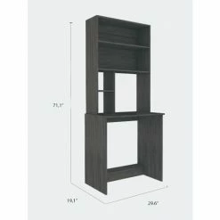 FM Furniture Sawgrass Writing Computer Desk, Hutch, Four Shelves Light Gray -FM Furniture Shop unnamed file 1874