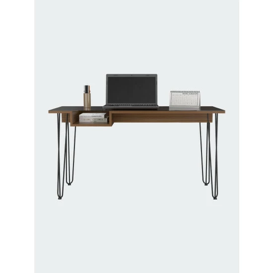 FM Furniture Kyoto 140 Writing Desk, Hairpin Legs, Open Shelf Coffee & Side Tables Mahogany 3 FM Furniture Kyoto 140 Writing Desk, Hairpin Legs, Open Shelf Coffee & Side Tables Mahogany - Image 3