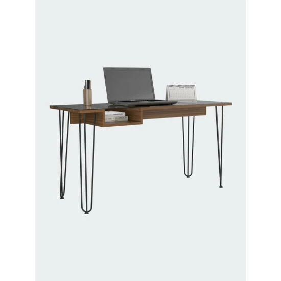 FM Furniture Kyoto 140 Writing Desk, Hairpin Legs, Open Shelf Coffee & Side Tables Mahogany 4 FM Furniture Kyoto 140 Writing Desk, Hairpin Legs, Open Shelf Coffee & Side Tables Mahogany - Image 4