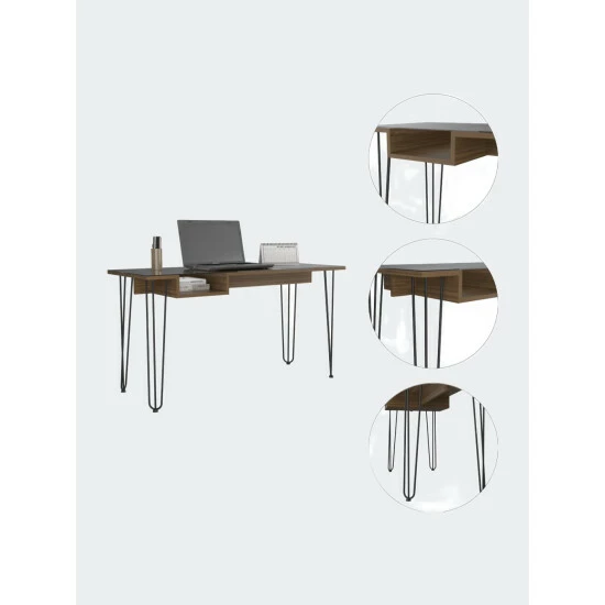 FM Furniture Kyoto 140 Writing Desk, Hairpin Legs, Open Shelf Coffee & Side Tables Mahogany 5 FM Furniture Kyoto 140 Writing Desk, Hairpin Legs, Open Shelf Coffee & Side Tables Mahogany - Image 5