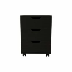 FM Furniture Lyon Three Drawer Filing Cabinet, Metal Handles, Roller Blade Glide, Casters Coffee & Side Tables Light Gray