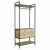 FM Furniture Lyra Connect Double Drawer Closet, Rods, Two Shelves Storage & Organization Light Oak