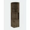 FM Furniture Seattle Bar Cabinet, Eight Bottle Cubbies, Two Large Open Shelves Storage & Organization Light Grey