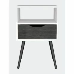 FM Furniture Allie Nightstand, Superior Top, Open Shelf, One Drawer Coffee & Side Tables Dark Walnut