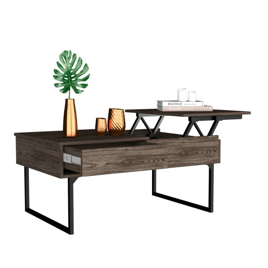 FM Furniture Hamilton Liftable Top Coffee Table, One Drawer Coffee & Side Tables Dark Walnut 4 FM Furniture Hamilton Liftable Top Coffee Table, One Drawer Coffee & Side Tables Dark Walnut - Image 4