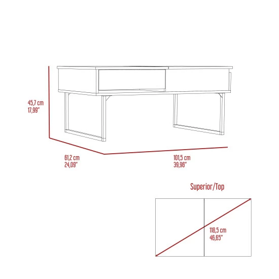 FM Furniture Hamilton Liftable Top Coffee Table, One Drawer Coffee & Side Tables Dark Walnut 7 FM Furniture Hamilton Liftable Top Coffee Table, One Drawer Coffee & Side Tables Dark Walnut - Image 7