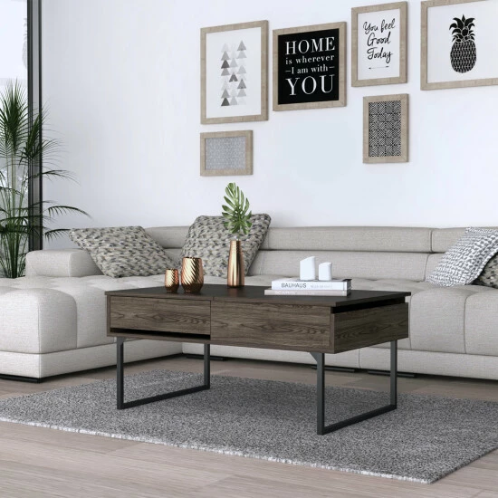 FM Furniture Hamilton Liftable Top Coffee Table, One Drawer Coffee & Side Tables Dark Walnut 8 FM Furniture Hamilton Liftable Top Coffee Table, One Drawer Coffee & Side Tables Dark Walnut - Image 8