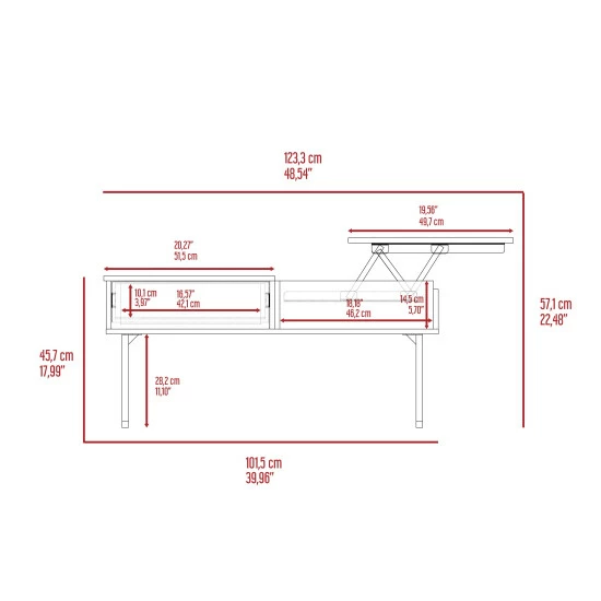 FM Furniture Hamilton Liftable Top Coffee Table, One Drawer Coffee & Side Tables Dark Walnut 9 FM Furniture Hamilton Liftable Top Coffee Table, One Drawer Coffee & Side Tables Dark Walnut - Image 9