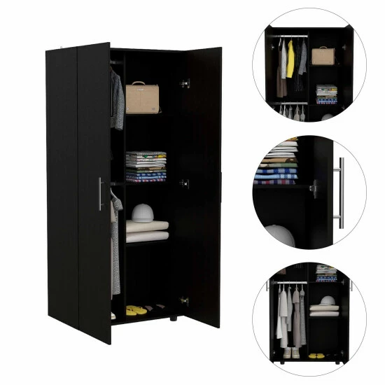 FM Furniture Texas Clothing Armoire Cabinet Black Wengue 4 FM Furniture Texas Clothing Armoire Cabinet Black Wengue - Image 4