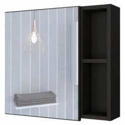 FM Furniture Minsk Medicine Cabinet With Mirror, Two External Shelves, Single Door Cabinet White