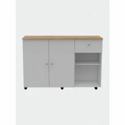 FM Furniture Chico Kitchen Island, Two Concealed Shelves, Two Drawers Tools & Accessories Black Wengue