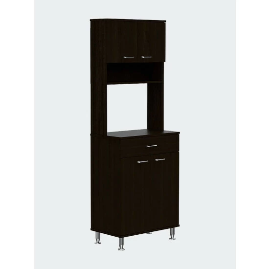 FM Furniture Bay Area Pantry, Two Door Cabinets, One Drawer, Four Adjustable Metal Legs Tools & Accessories Black Wengue 2 FM Furniture Bay Area Pantry, Two Door Cabinets, One Drawer, Four Adjustable Metal Legs Tools & Accessories Black Wengue - Image 2