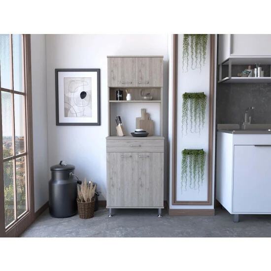 FM Furniture Bay Area Pantry, Two Door Cabinets, One Drawer, Four Adjustable Metal Legs Tools & Accessories Black Wengue 8 FM Furniture Bay Area Pantry, Two Door Cabinets, One Drawer, Four Adjustable Metal Legs Tools & Accessories Black Wengue - Image 8