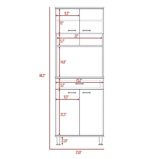 FM Furniture Bay Area Pantry, Two Door Cabinets, One Drawer, Four Adjustable Metal Legs Tools & Accessories Black Wengue 9 FM Furniture Bay Area Pantry, Two Door Cabinets, One Drawer, Four Adjustable Metal Legs Tools & Accessories Black Wengue - Image 9