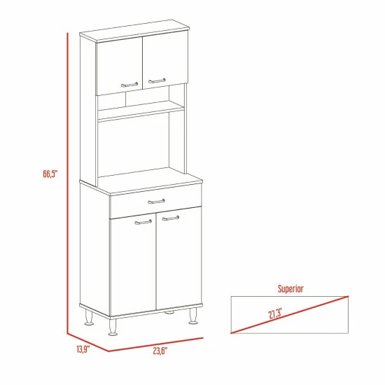 FM Furniture Bay Area Pantry, Two Door Cabinets, One Drawer, Four Adjustable Metal Legs Tools & Accessories Black Wengue 10 FM Furniture Bay Area Pantry, Two Door Cabinets, One Drawer, Four Adjustable Metal Legs Tools & Accessories Black Wengue - Image 10