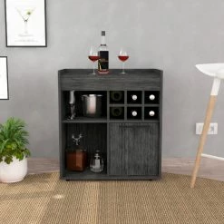 FM Furniture Leeds Bar Cabinet, One Cabinet, Divisions, Two Concealed Shelves, Six Cubbies For Liquors Storage & Organization Smokey Oak 14 FM Furniture Leeds Bar Cabinet, One Cabinet, Divisions, Two Concealed Shelves, Six Cubbies For Liquors Storage & Organization Smokey Oak -FM Furniture Shop unnamed file 505