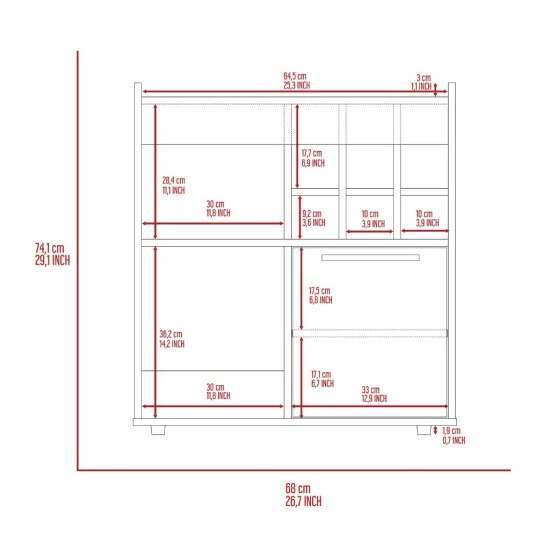 FM Furniture Leeds Bar Cabinet, One Cabinet, Divisions, Two Concealed Shelves, Six Cubbies For Liquors Storage & Organization Smokey Oak 9 FM Furniture Leeds Bar Cabinet, One Cabinet, Divisions, Two Concealed Shelves, Six Cubbies For Liquors Storage & Organization Smokey Oak - Image 9