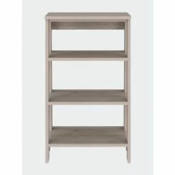 FM Furniture Phoenix Linen Cabinet, Four Shelves Storage & Organization Light Oak-white