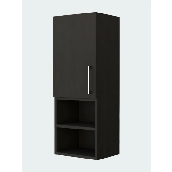 FM Furniture Praia Medicine Cabinet, Four Shelves Single Door Cabinet, Metal Handle Storage & Organization Black Wengue 1 FM Furniture Praia Medicine Cabinet, Four Shelves Single Door Cabinet, Metal Handle Storage & Organization Black Wengue