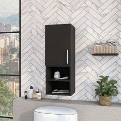 FM Furniture Praia Medicine Cabinet, Four Shelves Single Door Cabinet, Metal Handle Storage & Organization Black Wengue 7 FM Furniture Praia Medicine Cabinet, Four Shelves Single Door Cabinet, Metal Handle Storage & Organization Black Wengue -FM Furniture Shop unnamed file 543