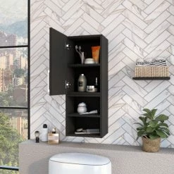 FM Furniture Praia Medicine Cabinet, Four Shelves Single Door Cabinet, Metal Handle Storage & Organization Black Wengue 8 FM Furniture Praia Medicine Cabinet, Four Shelves Single Door Cabinet, Metal Handle Storage & Organization Black Wengue -FM Furniture Shop unnamed file 544