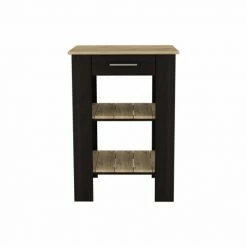 FM Furniture Bay Area Pantry, Double Door Cabinets, One Drawer, Four Adjustable Metal Legs Storage & Organization Black - Light Oak