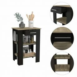 FM Furniture Bay Area Pantry, Double Door Cabinets, One Drawer, Four Adjustable Metal Legs Storage & Organization Black - Light Oak -FM Furniture Shop unnamed file 574