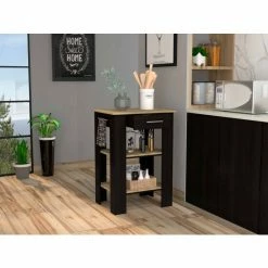 FM Furniture Bay Area Pantry, Double Door Cabinets, One Drawer, Four Adjustable Metal Legs Storage & Organization Black - Light Oak -FM Furniture Shop unnamed file 576