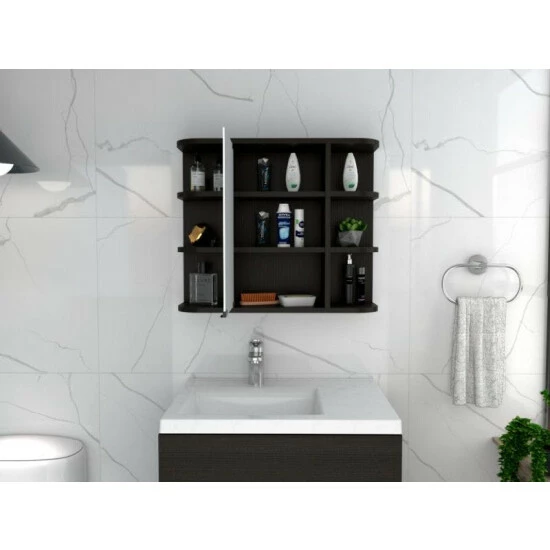 FM Furniture Valdez Medicine Cabinet With Six Shelves And Mirror Cabinet Bath Accessories White 2 FM Furniture Valdez Medicine Cabinet With Six Shelves And Mirror Cabinet Bath Accessories White - Image 2