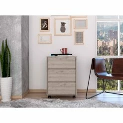 FM Furniture Vienna Three Drawers Adjustable Filing Cabinet, Roller Blade Glide Storage & Organization Black