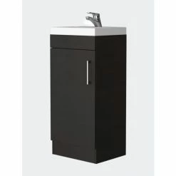 FM Furniture Toledo Bathroom Vanity, Metal Handle, Sink, Single Door Cabinet Storage & Organization Black Wengue