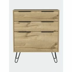 FM Furniture Praga Dresser, Three Drawers, Superior Top, Hairpin Legs Storage & Organization Light Oak