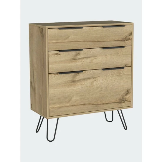 FM Furniture Praga Dresser, Three Drawers, Superior Top, Hairpin Legs Storage & Organization Light Oak 2 FM Furniture Praga Dresser, Three Drawers, Superior Top, Hairpin Legs Storage & Organization Light Oak - Image 2