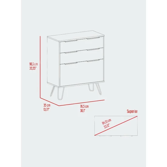 FM Furniture Praga Dresser, Three Drawers, Superior Top, Hairpin Legs Storage & Organization Light Oak 8 FM Furniture Praga Dresser, Three Drawers, Superior Top, Hairpin Legs Storage & Organization Light Oak - Image 8