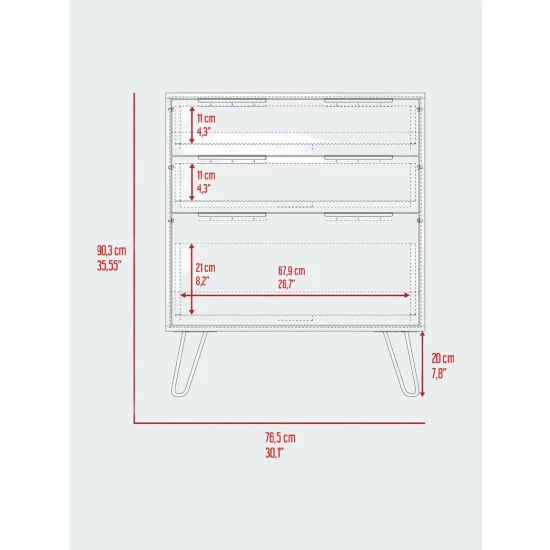 FM Furniture Praga Dresser, Three Drawers, Superior Top, Hairpin Legs Storage & Organization Light Oak 9 FM Furniture Praga Dresser, Three Drawers, Superior Top, Hairpin Legs Storage & Organization Light Oak - Image 9