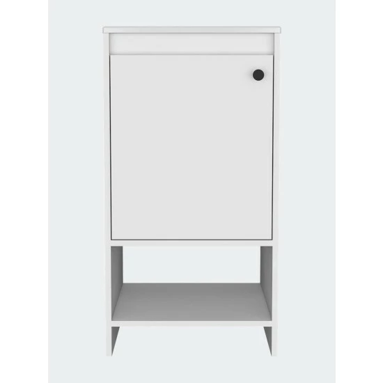 FM Furniture Chariot Free Standing Vanity Cabinet, One Open Shelf Storage & Organization White 1 FM Furniture Chariot Free Standing Vanity Cabinet, One Open Shelf Storage & Organization White