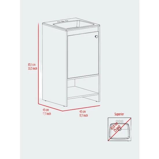 FM Furniture Chariot Free Standing Vanity Cabinet, One Open Shelf Storage & Organization White 4 FM Furniture Chariot Free Standing Vanity Cabinet, One Open Shelf Storage & Organization White - Image 4
