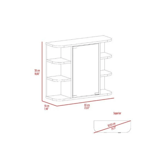 FM Furniture Valdez Medicine Cabinet With Six Shelves And Mirror Cabinet Bath Accessories White 9 FM Furniture Valdez Medicine Cabinet With Six Shelves And Mirror Cabinet Bath Accessories White - Image 9