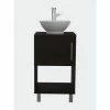 FM Furniture Malibu Single Bathroom Vanity, Single Door Cabinet, One Open Shelf Bath Accessories Black Wengue