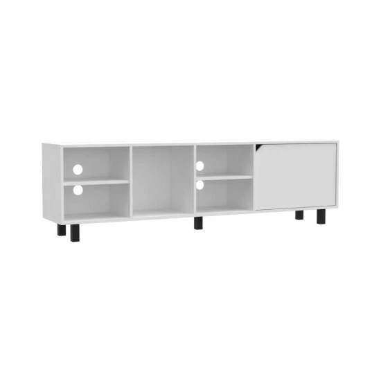 FM Furniture Native TV Stand For TV'S Up 70", Four Open Shelves, Five Legs White 2 FM Furniture Native TV Stand For TV'S Up 70", Four Open Shelves, Five Legs White - Image 2