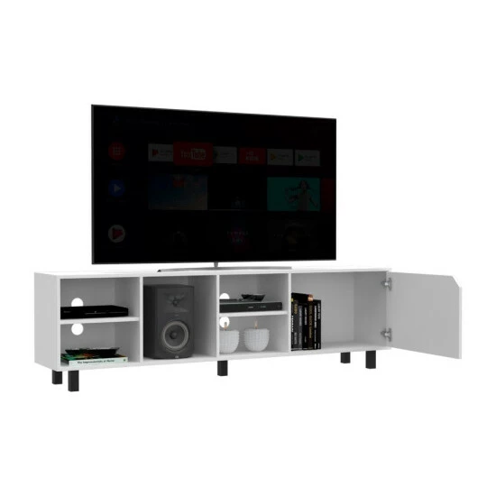 FM Furniture Native TV Stand For TV'S Up 70", Four Open Shelves, Five Legs White 4 FM Furniture Native TV Stand For TV'S Up 70", Four Open Shelves, Five Legs White - Image 4